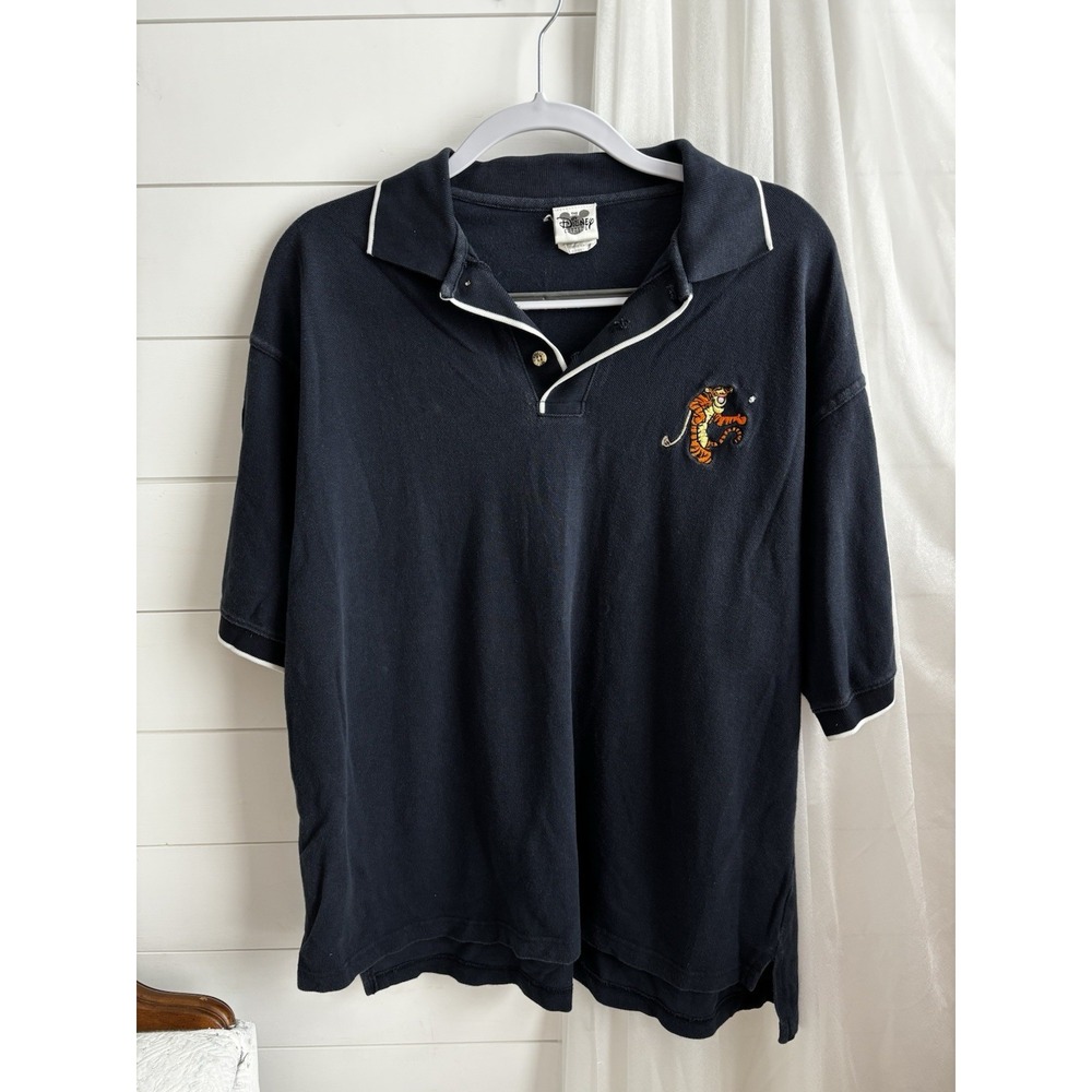 Vtg Tigger Golf Polo Shirt L Blue Disney Catalog Embroidered‎  0412